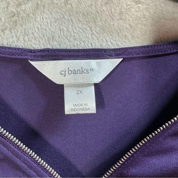 CJ Banks Purple Tunic Slinky Flowy Stretch Lightweight 1/4 Zip Women’s Plus 2X - Picture 2 of 8